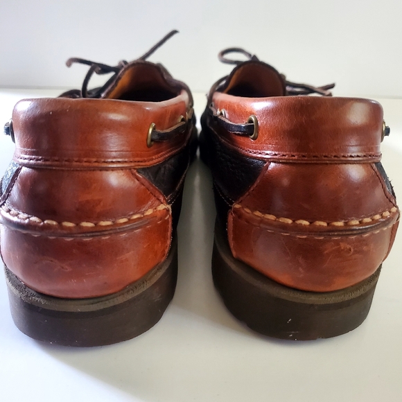H.S. Trask Brown Leather Boat Shoes with Moccasin Stitching Size 12M - Picture 5 of 10
